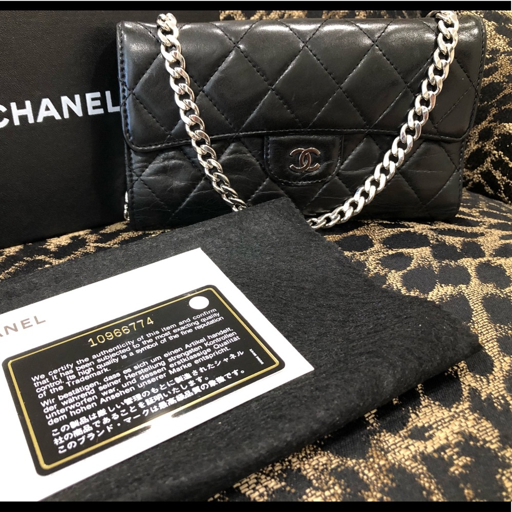 Chanel Large Trifold Classic Flap Chained Wallet